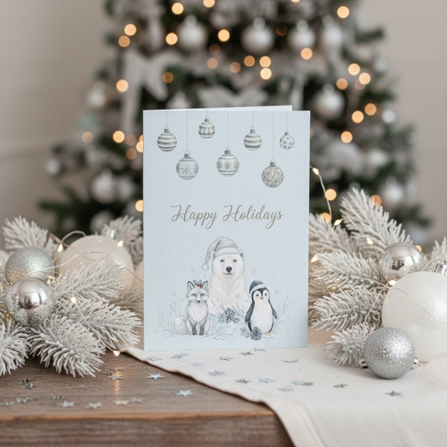   Happy Holidays Winter Arctic Animals  Holiday Card (Happy Holidays Winter Arctic Animals Holiday Card)
