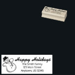 Happy Holidays Winter Christmas Snowman Address Rubber Stamp<br><div class="desc">Rubber stamp features an original marker illustration of a fresh-baked Christmas cookie in the shape of a snowman. Great for holiday mailing, scrapbooking, and crafting! This holiday cookie design is also available on other products. Don't see what you're looking for? Need help with customisation? Contact Rebecca to have something designed...</div>