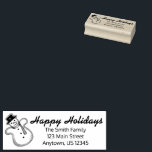 Happy Holidays Winter Christmas Snowman Address Rubber Stamp<br><div class="desc">Rubber stamp features an original marker illustration of a fresh-baked Christmas cookie in the shape of a snowman. Great for holiday mailing, scrapbooking, and crafting! This holiday cookie design is also available on other products. Don't see what you're looking for? Need help with customisation? Contact Rebecca to have something designed...</div>