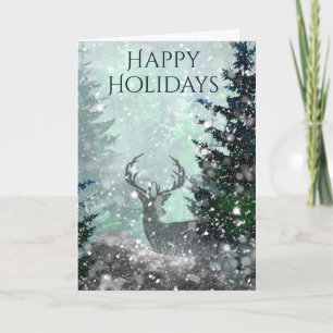 Happy Holidays Winter Deer Card