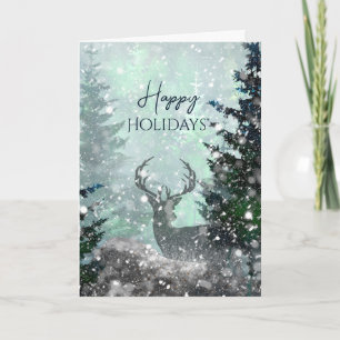 Happy Holidays Winter Deer Holiday Card