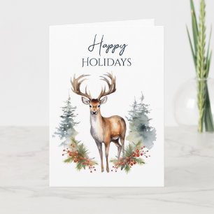 Happy Holidays Winter Deer Holiday Card