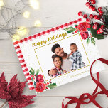 Happy Holidays Winter Flowers Christmas Photo Invitation<br><div class="desc">A beautiful Christmas botanical watercolor design,  easy to customise with your own picture and message.</div>