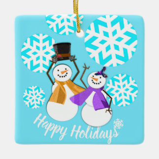 HAPPY HOLIDAYS | Winter Friends | Ceramic Ornament