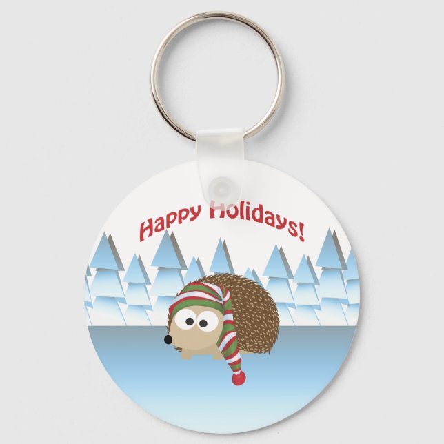 Happy Holidays! Winter Hedgehog Key Ring (Front)