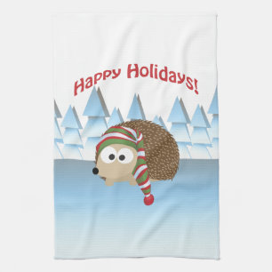 Happy Holidays! Winter Hedgehog Tea Towel