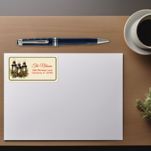 Happy Holidays Winter Lanterns Christmas Label