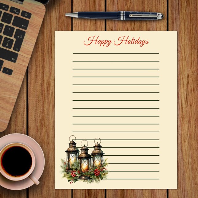 Happy Holidays Winter Lanterns Note Paper (Creator Uploaded)