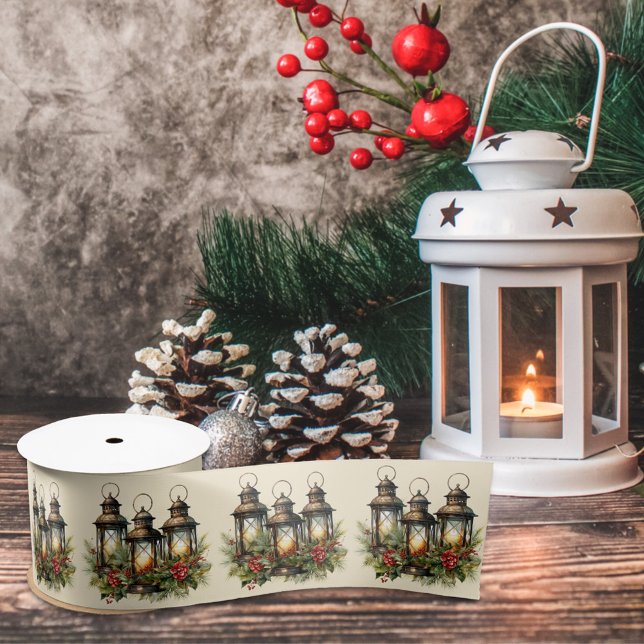 Happy Holidays Winter Lanterns Satin Ribbon (Creator Uploaded)