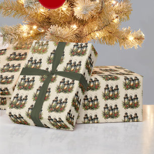 Happy Holidays Winter Lanterns Wrapping Paper