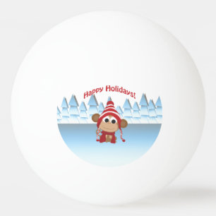 Happy Holidays! Winter Monkey Ping Pong Ball