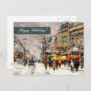 Happy Holidays. Winter Parisian Scene Holiday Postcard