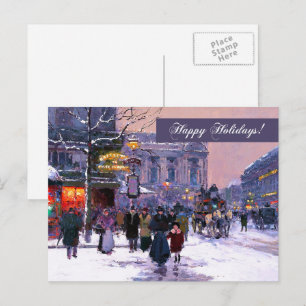 Happy Holidays. Winter Parisian Scene Holiday Postcard