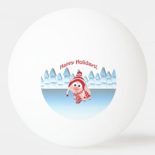 Happy Holidays! Winter Pig Ping Pong Ball