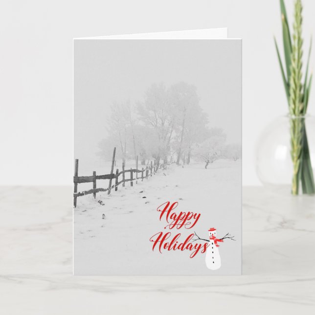 Happy Holidays-winter rural scene Holiday Card (Front)