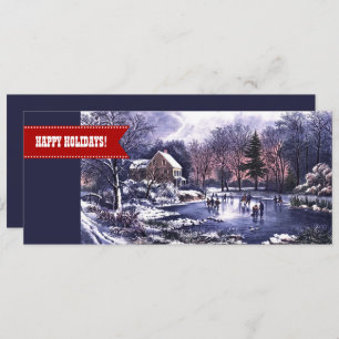 Happy Holidays. Winter Scene Christmas Cards
