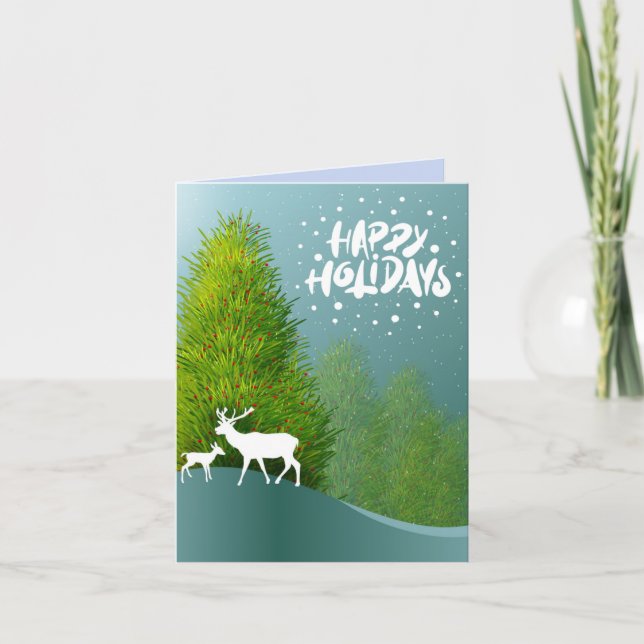 Happy Holidays Winter Scene Greetings Card (Front)