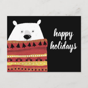 Happy Holidays   Winter Sweater Bear Holiday Postcard