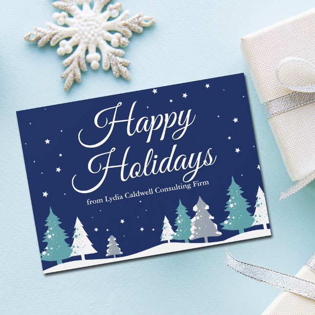 Happy Holidays Winter Trees Beautiful Company Holiday Card (Creator Uploaded)