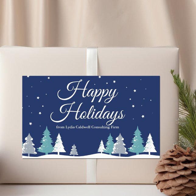 Happy Holidays Winter Trees Beautiful Company Rectangular Sticker (Creator Uploaded)