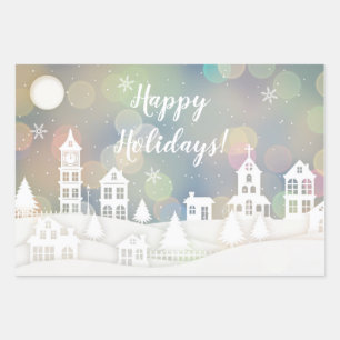 Happy Holidays Winter Wonderland Wrapping Paper Sheet