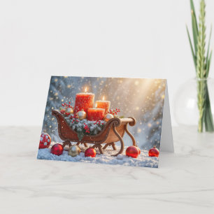 Happy Holidays with Christmas Candles Ornaments  Card