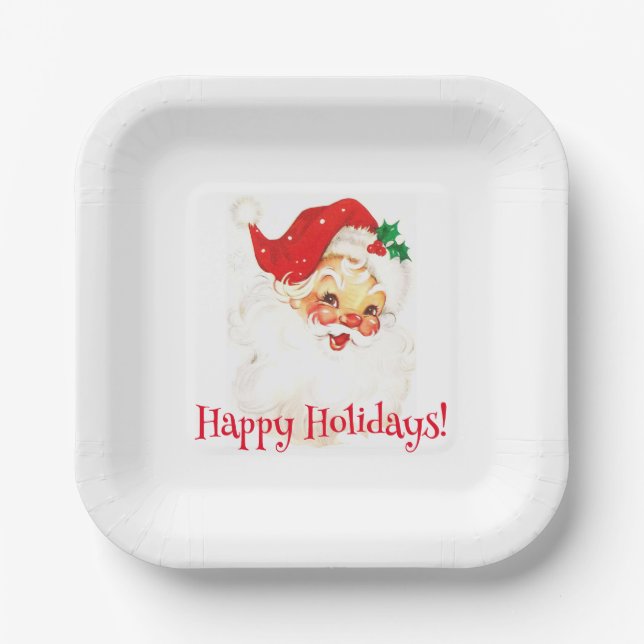 Happy Holidays With Santa Paper Plate (Front)