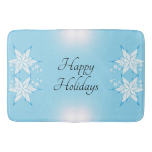 Happy Holidays with Snowflake Art Bath Mat