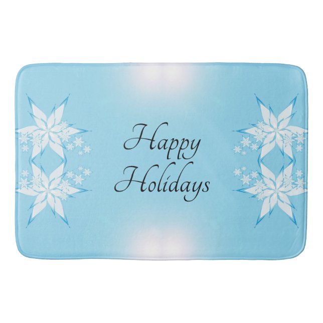 Happy Holidays with Snowflake Art Bath Mat (Front)