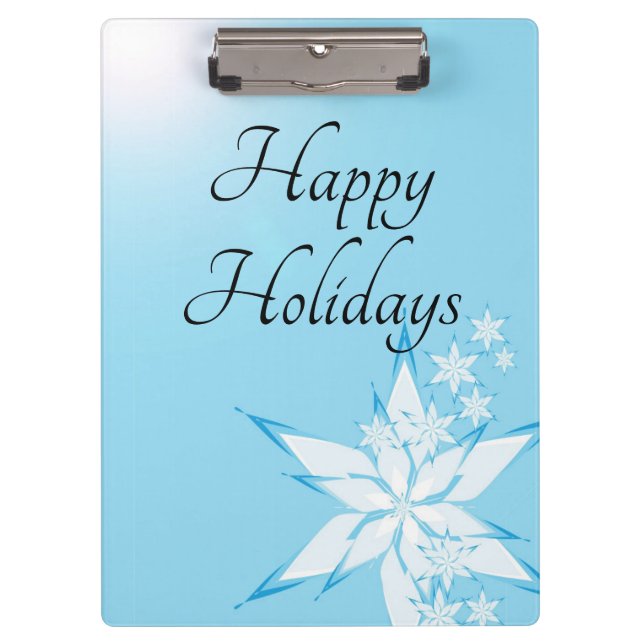 Happy Holidays with Snowflake Art Clipboard (Front)