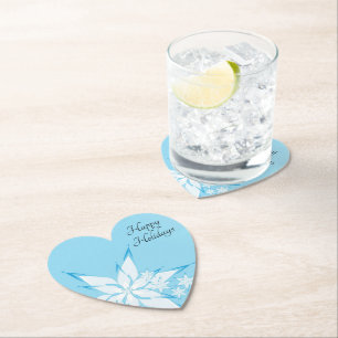 Happy Holidays with Snowflake Art Paper Coaster