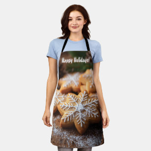 Happy Holidays with Snowflake-Shaped Cookies Apron
