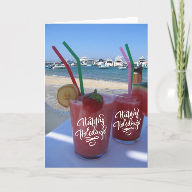 Happy Holidays with Strawberry Daiquiris - card (Front)