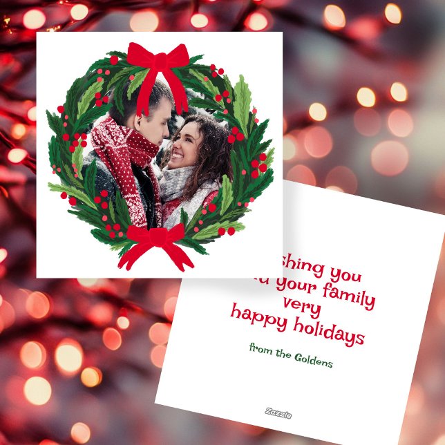 Happy Holidays Wreath CUSTOM PHOTO Christmas Holiday Card (Happy Holidays Wreath CUSTOM PHOTO Christmas Holiday Card
)