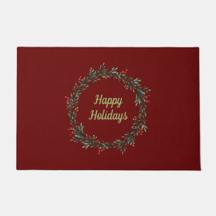 Happy Holidays Wreath Doormat