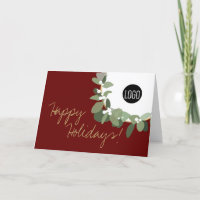 Happy Holidays Wreath Logo Company Red Christmas