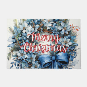 Happy Holidays Wreath   Merry Christmas Doormat