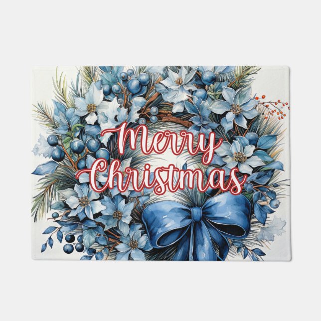 Happy Holidays Wreath | Merry Christmas Doormat (Front)