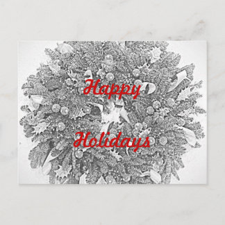 Happy Holidays Wreath Postcard