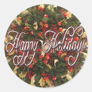 HAPPY HOLIDAYS WREATH STICKER