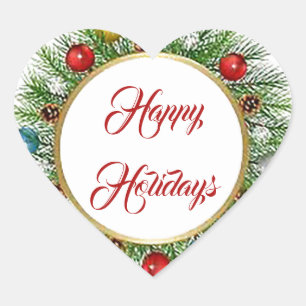 Happy Holidays Wreath Sticker