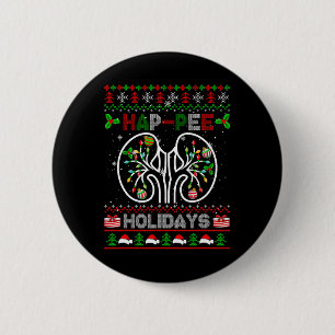Happy Holidays Xmas Dialysis Nurse Kidney Part Swe 6 Cm Round Badge