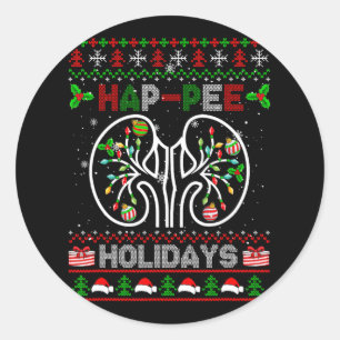 Happy Holidays Xmas Dialysis Nurse Kidney Part Swe Classic Round Sticker