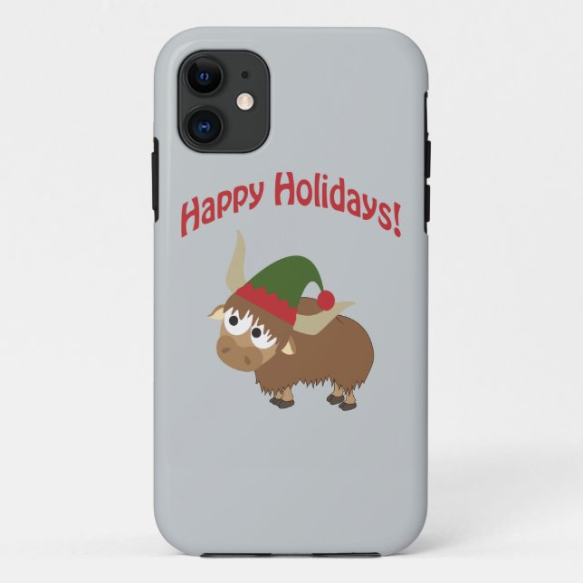 Happy Holidays! Yak Christmas Elf Case-Mate iPhone Case (Back)