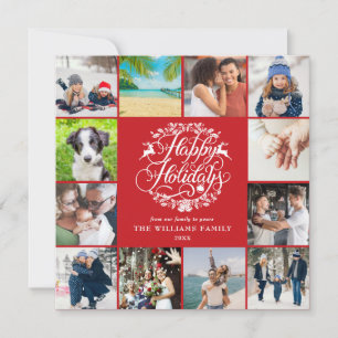 Happy Holidays Year Review Photo Collage Holiday Card