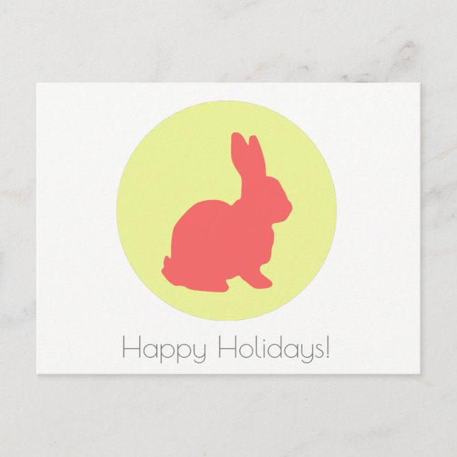 Happy Holidays Yellow Bunny Postcard (Front)