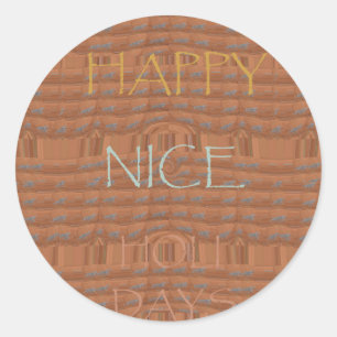 Happy Holidays Zebra Art Print Classic Round Sticker