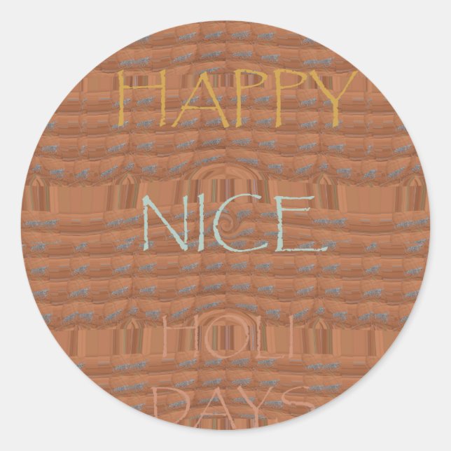 Happy Holidays Zebra Art Print Classic Round Sticker (Front)