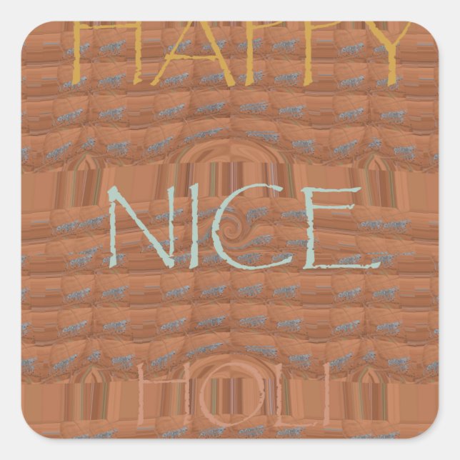 Happy Holidays Zebra Art Print Square Sticker (Front)