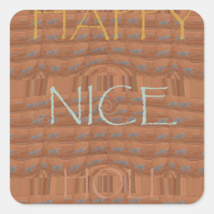 Happy Holidays Zebra Art Print Square Sticker